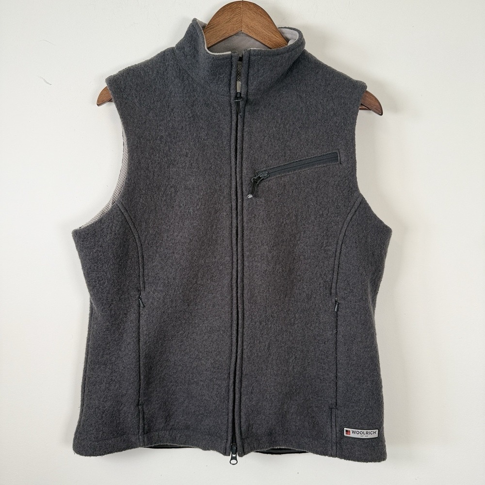 Woolrich Vest Full Zip Small Women's Wool Double Zipper Gray